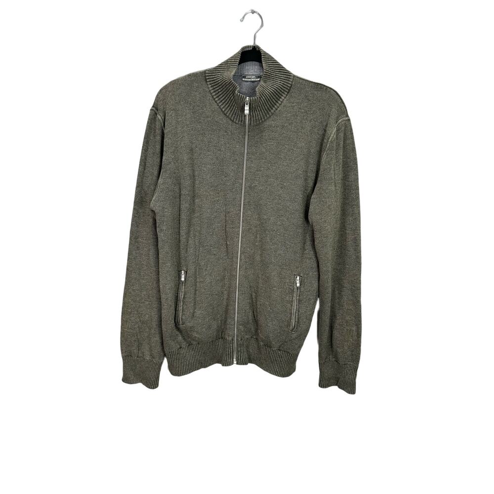 BREMA Men’s Made in Italy Cotton Wool Blend Full Zip Mock Neck Sweater size L